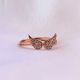 92.5 Sterling Silver Rose Gold Wings Adjustable Ring